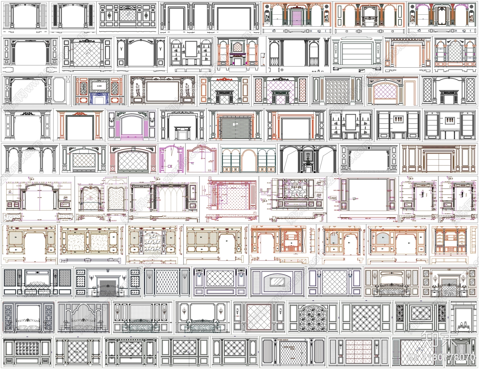 现代背景墙施工图下载【ID:1180778070】