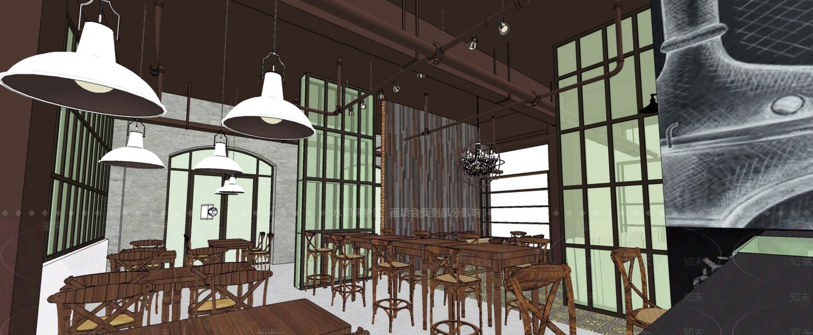 欧式咖啡厅SU模型下载【ID:1180779930】