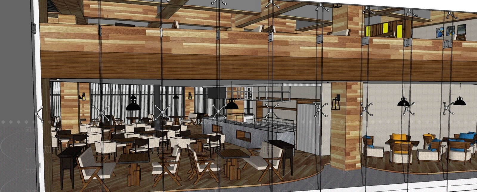 欧式咖啡厅SU模型下载【ID:1180780175】