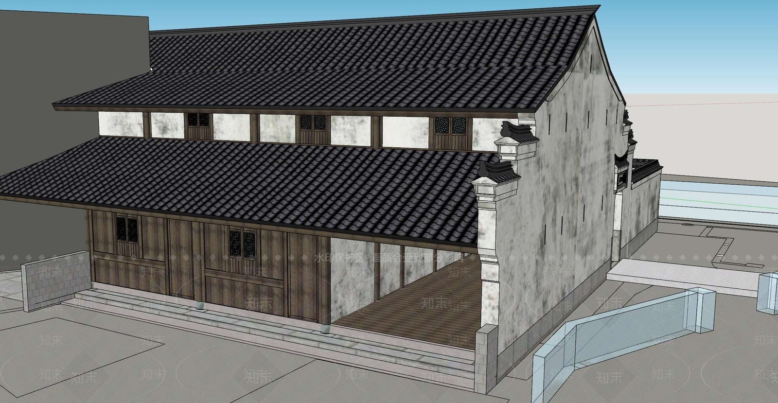 中式古建筑SU模型下载【ID:1180786485】