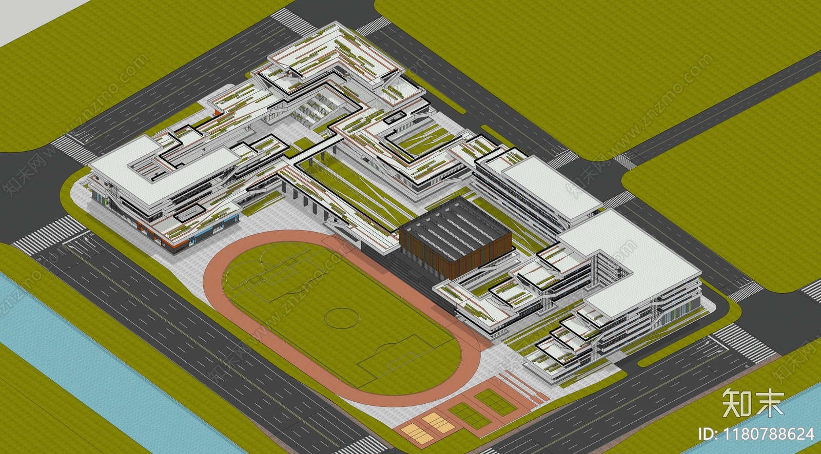 现代学校建筑SU模型下载【ID:1180788624】