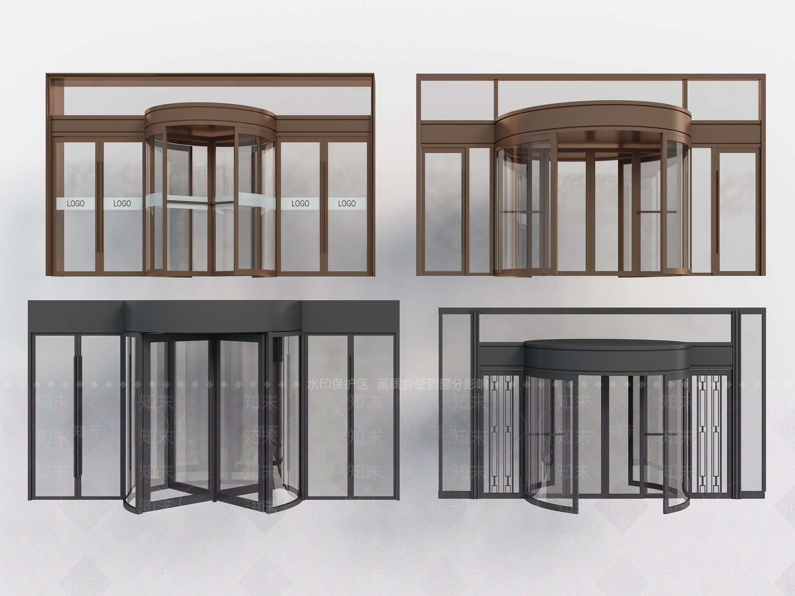 现代旋转门3D模型下载【ID:1180790410】