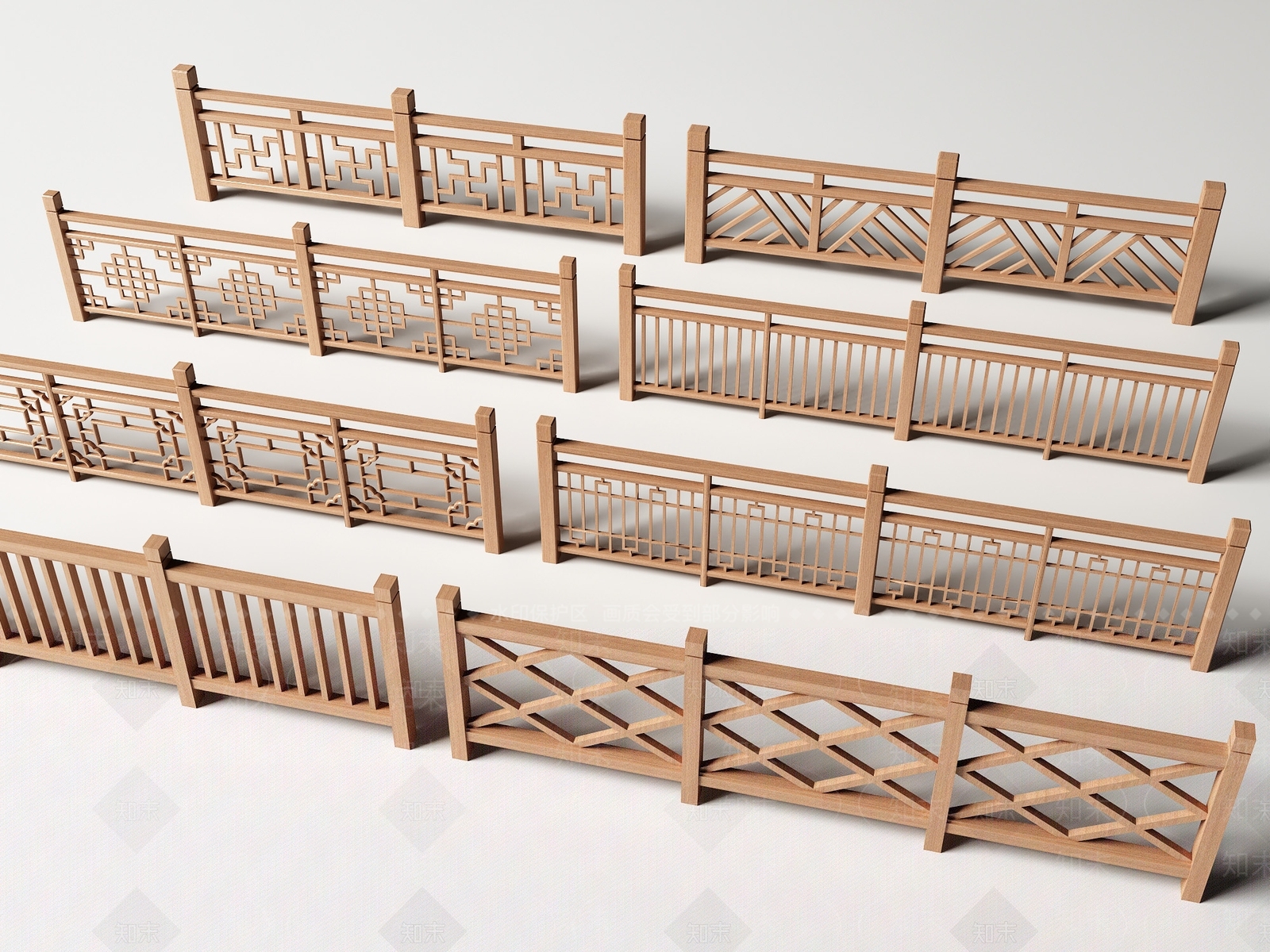 新中式栏杆3D模型下载【ID:1180797458】