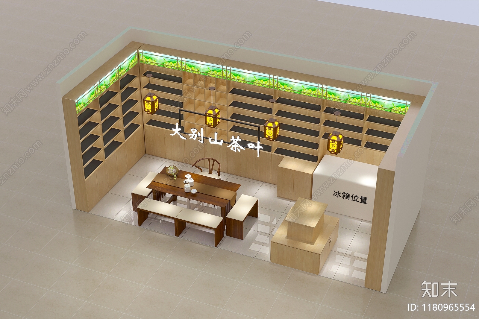 新中式中式茶叶店3D模型下载【ID:1180965554】