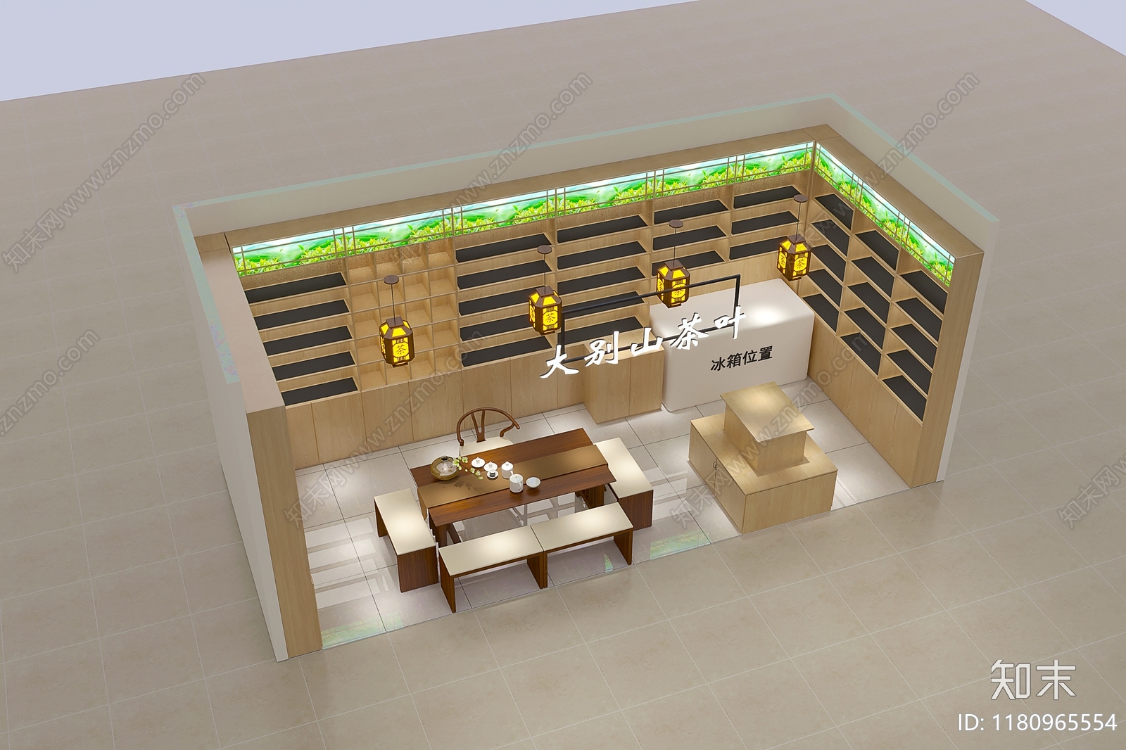 新中式中式茶叶店3D模型下载【ID:1180965554】