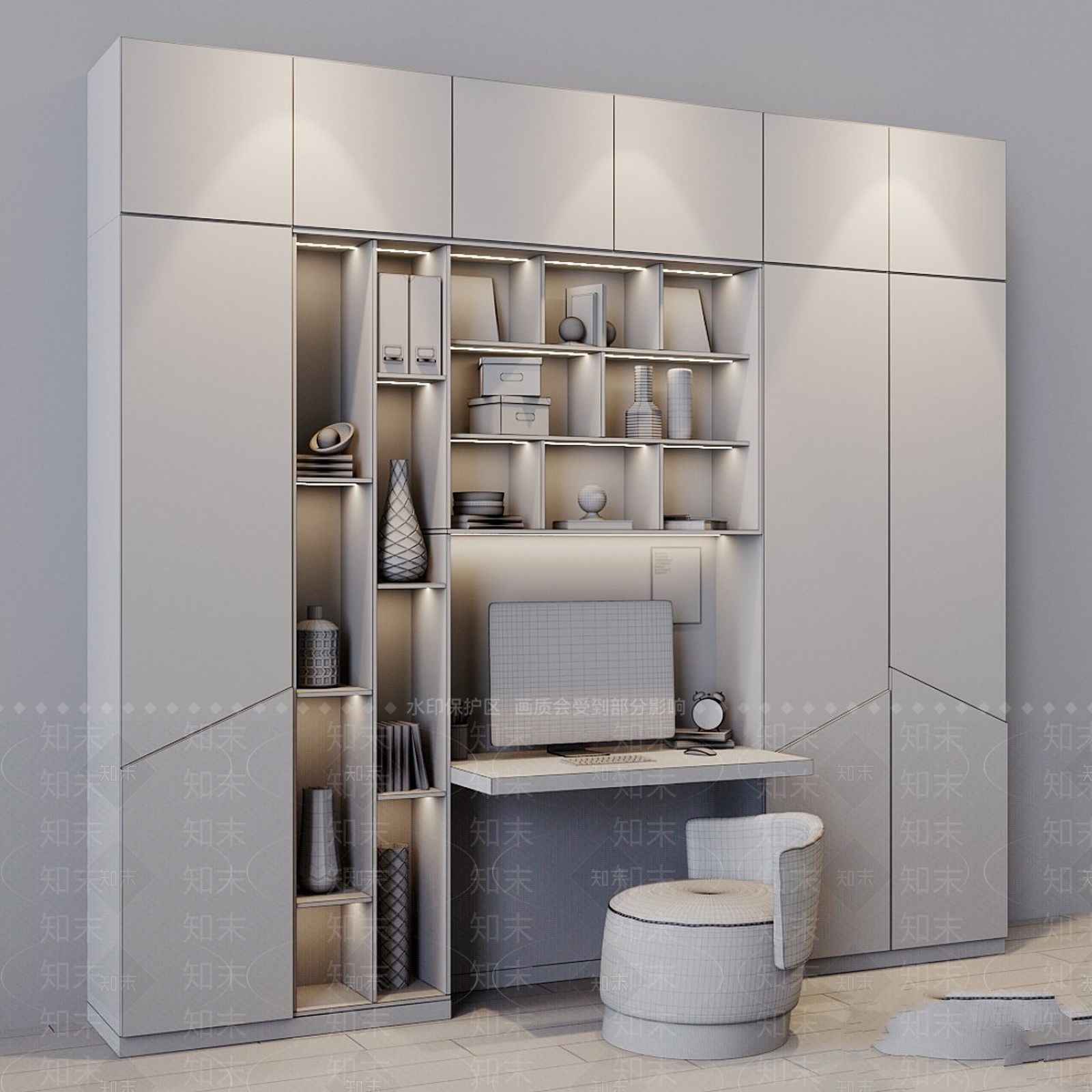 现代办公桌椅3D模型下载【ID:1180804416】