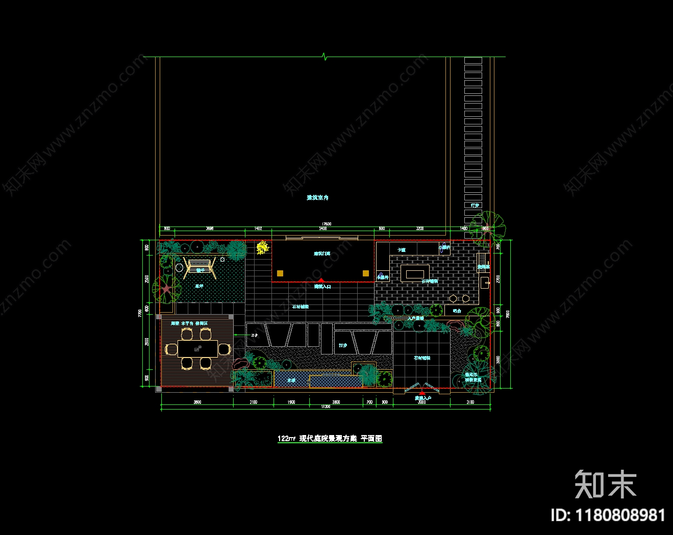 现代庭院cad施工图下载【ID:1180808981】