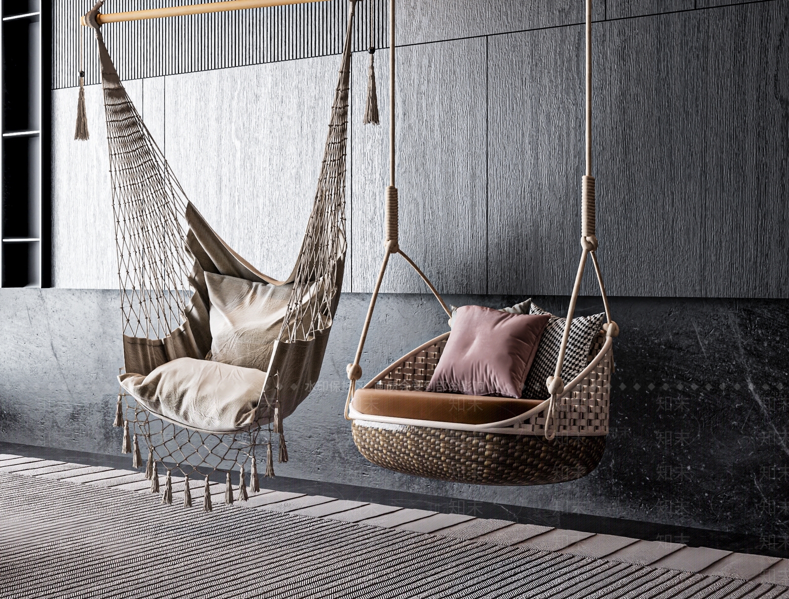 现代奶油吊椅3D模型下载【ID:1180810608】