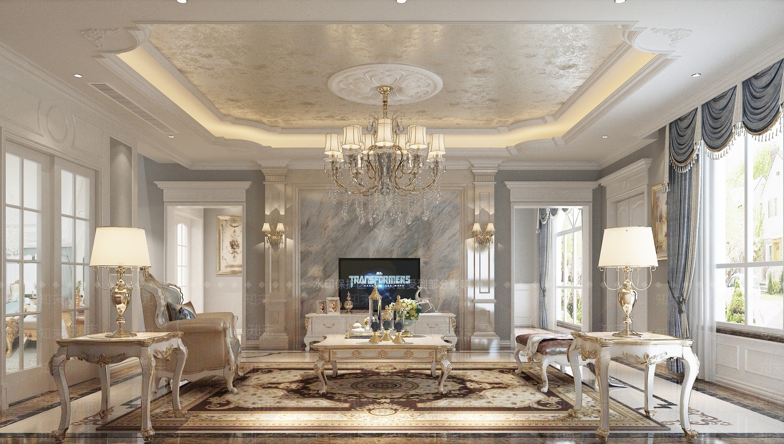 欧式简欧家居客厅3D模型下载【ID:1180814576】