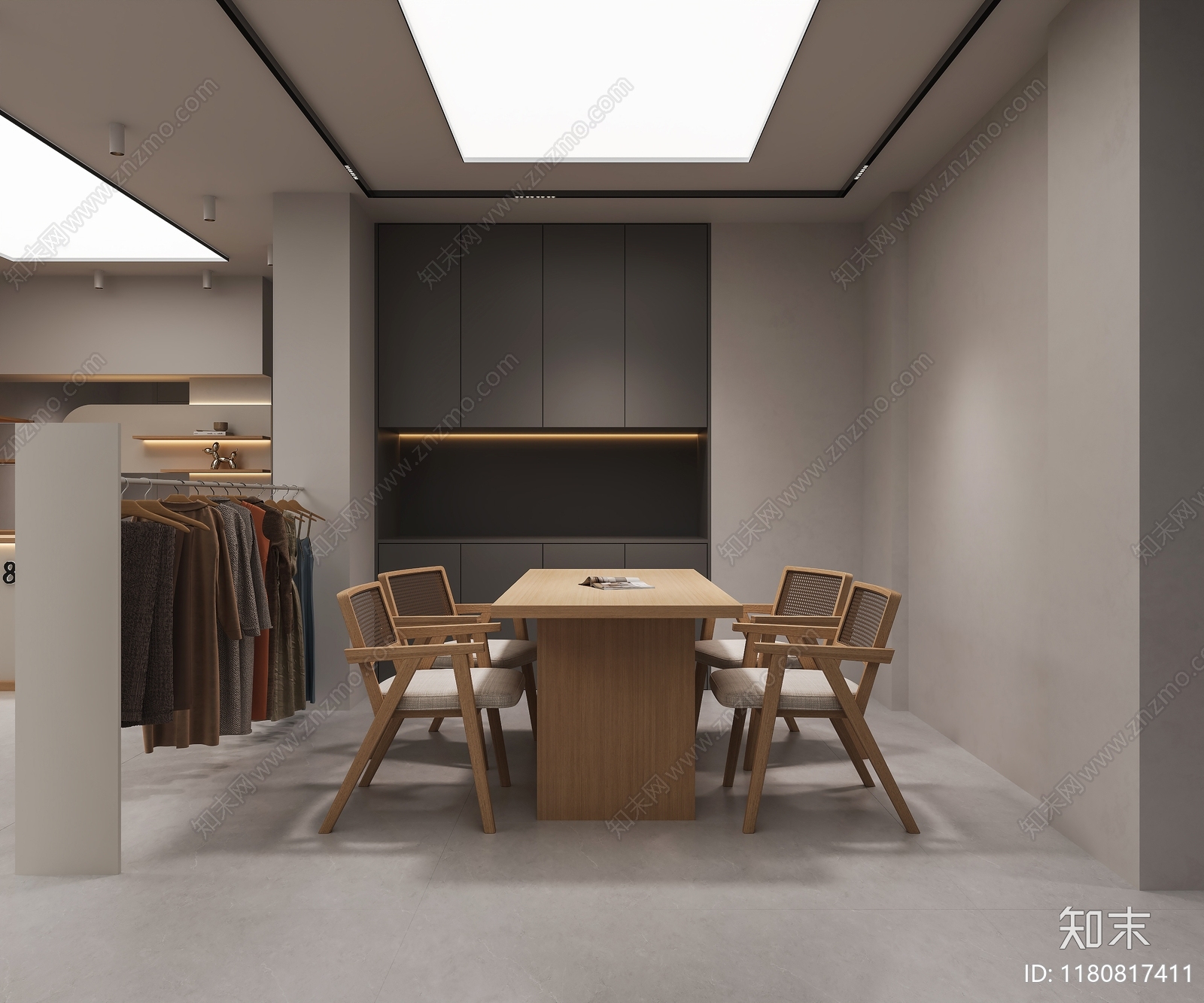 现代侘寂服装店3D模型下载【ID:1180817411】