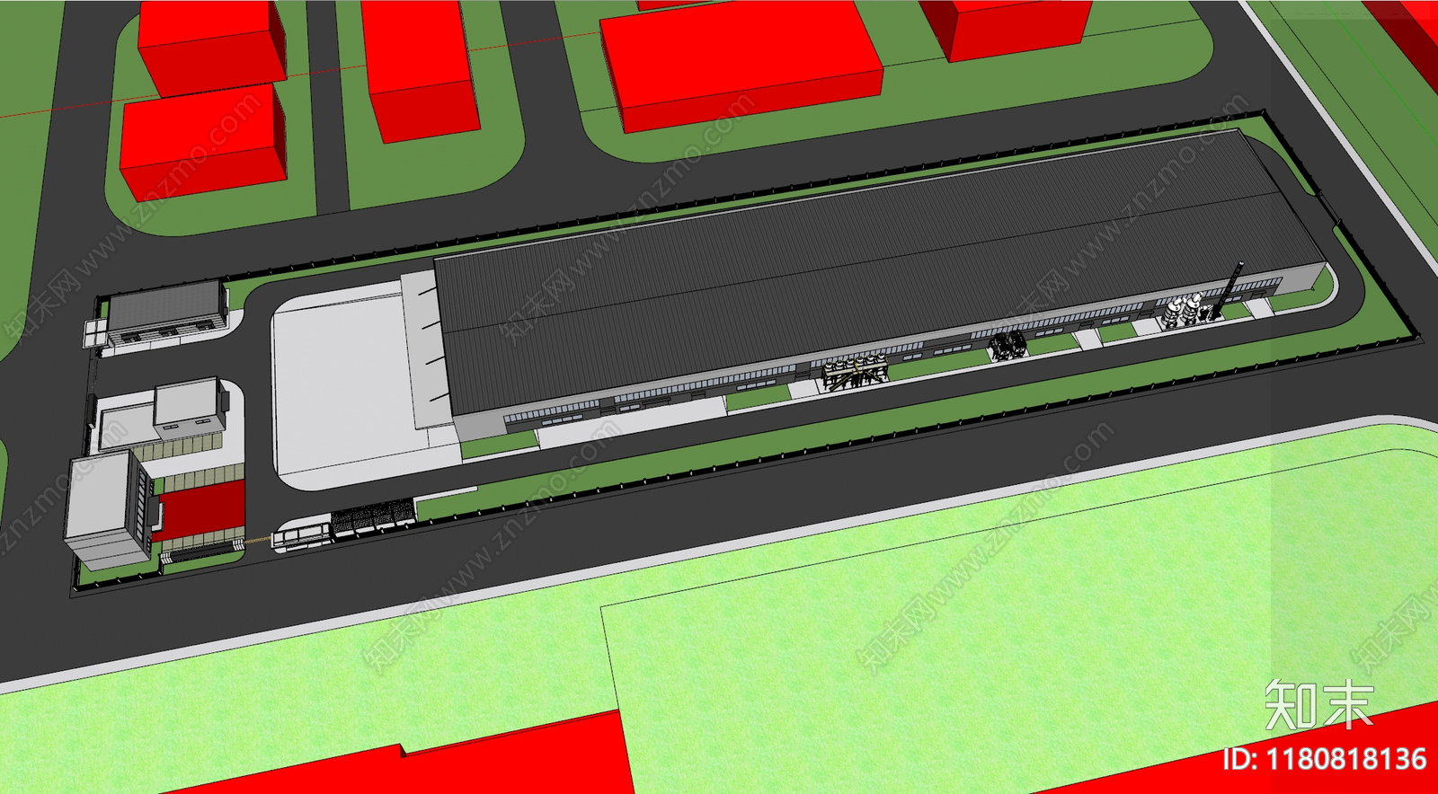 现代工业厂房SU模型下载【ID:1180818136】