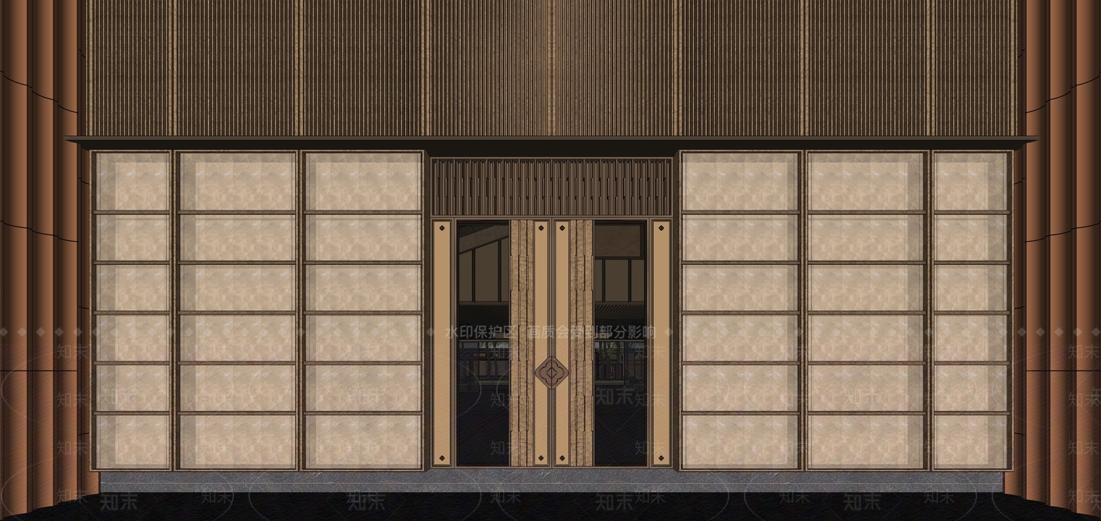 现代新中式酒店大堂SU模型下载【ID:1180820574】
