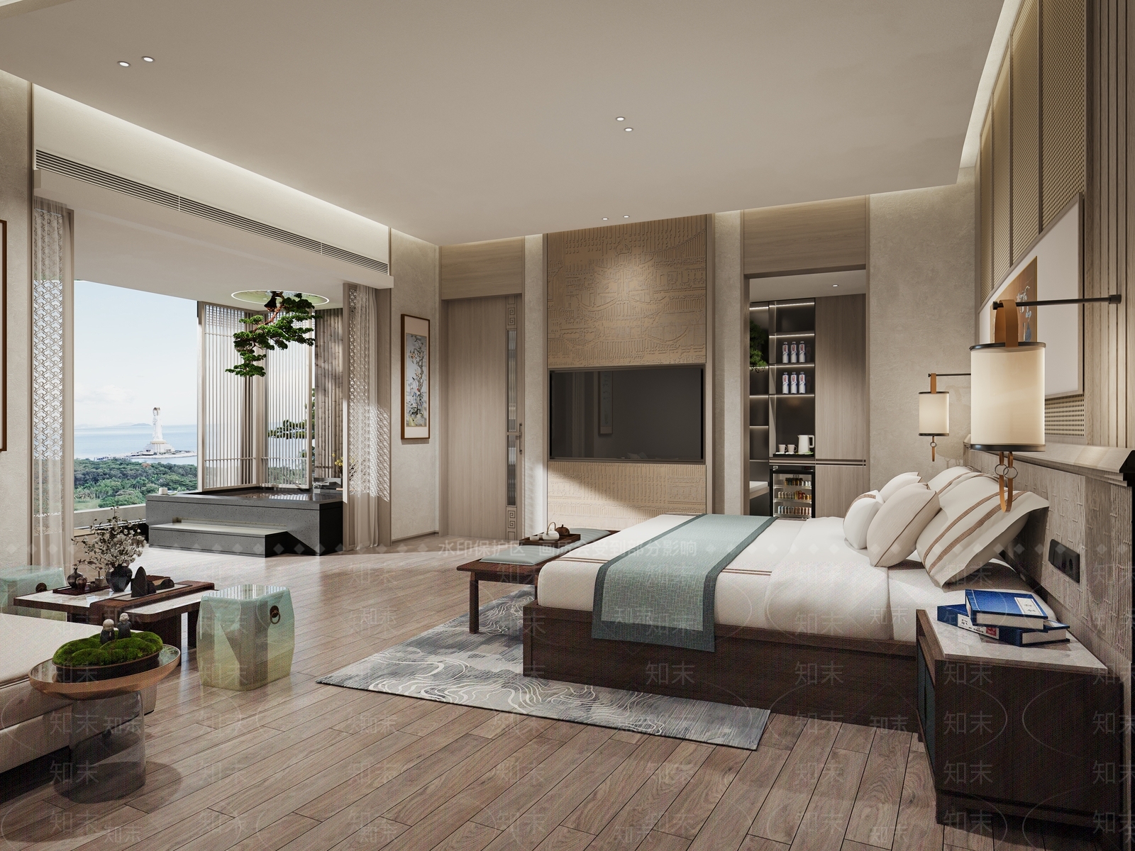 新中式中式民宿3D模型下载【ID:1180822358】