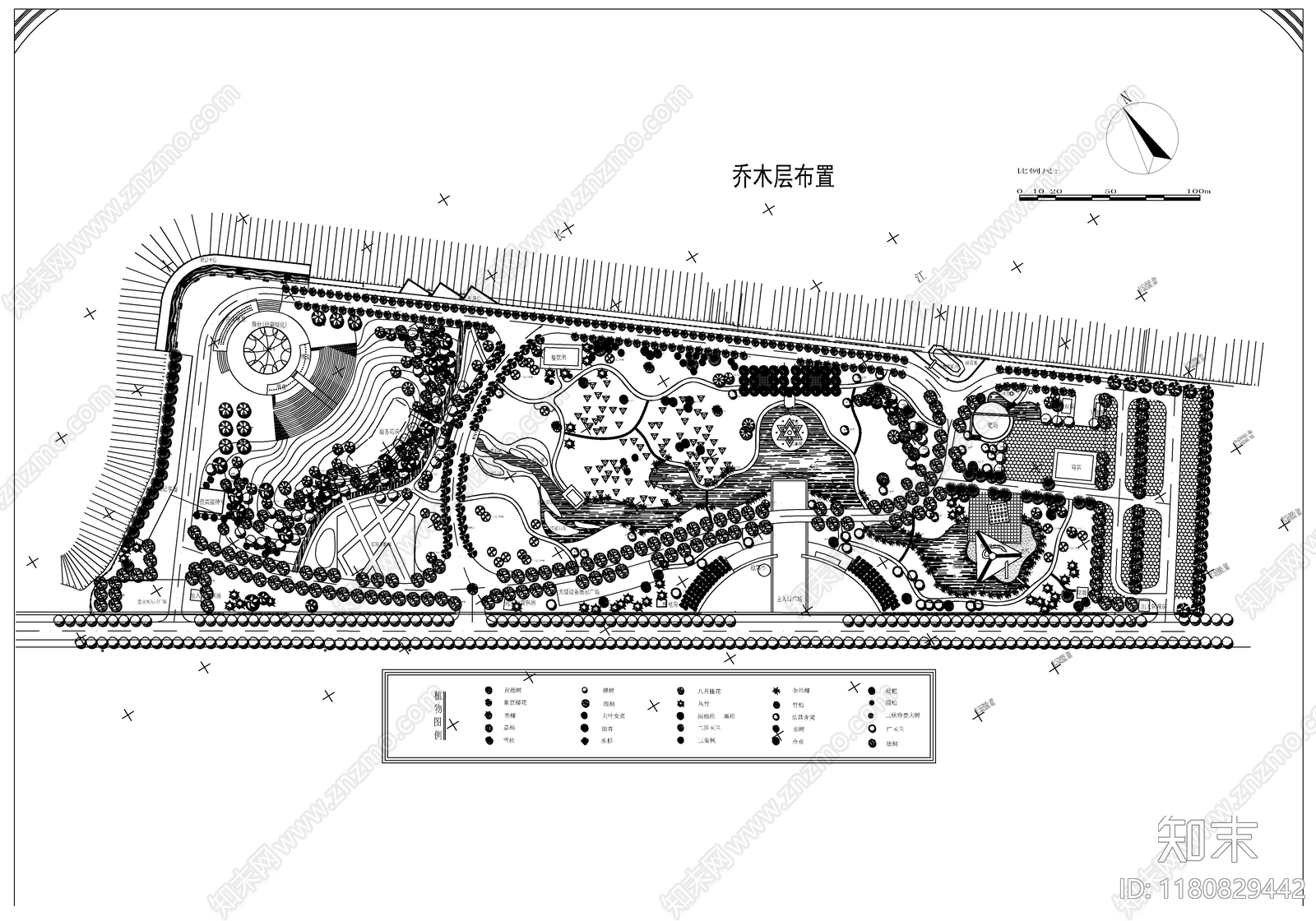 现代公园景观cad施工图下载【ID:1180829442】