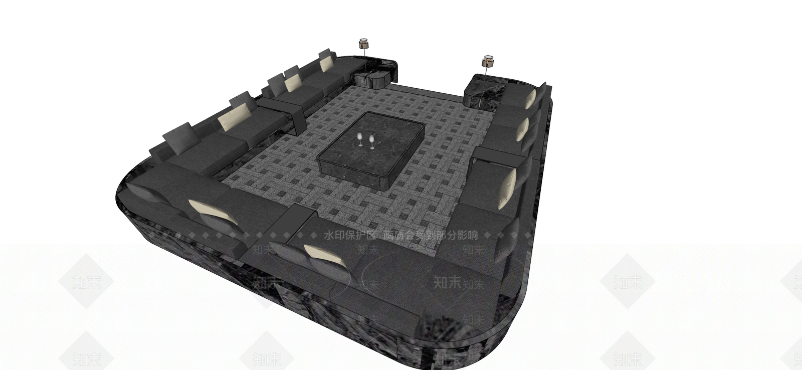 现代轻奢景观座椅SU模型下载【ID:1180829714】