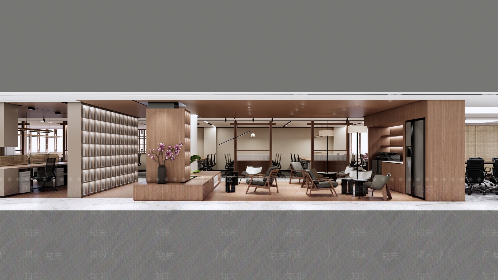 现代新中式其他办公区域SU模型下载【ID:1180833617】
