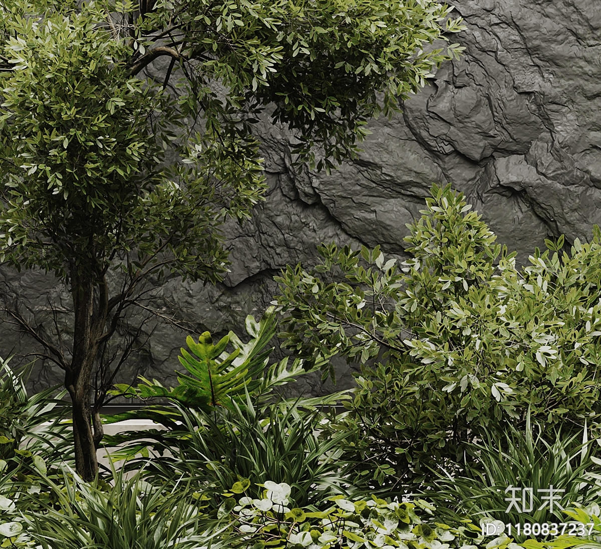 现代绿植堆3D模型下载【ID:1180837237】