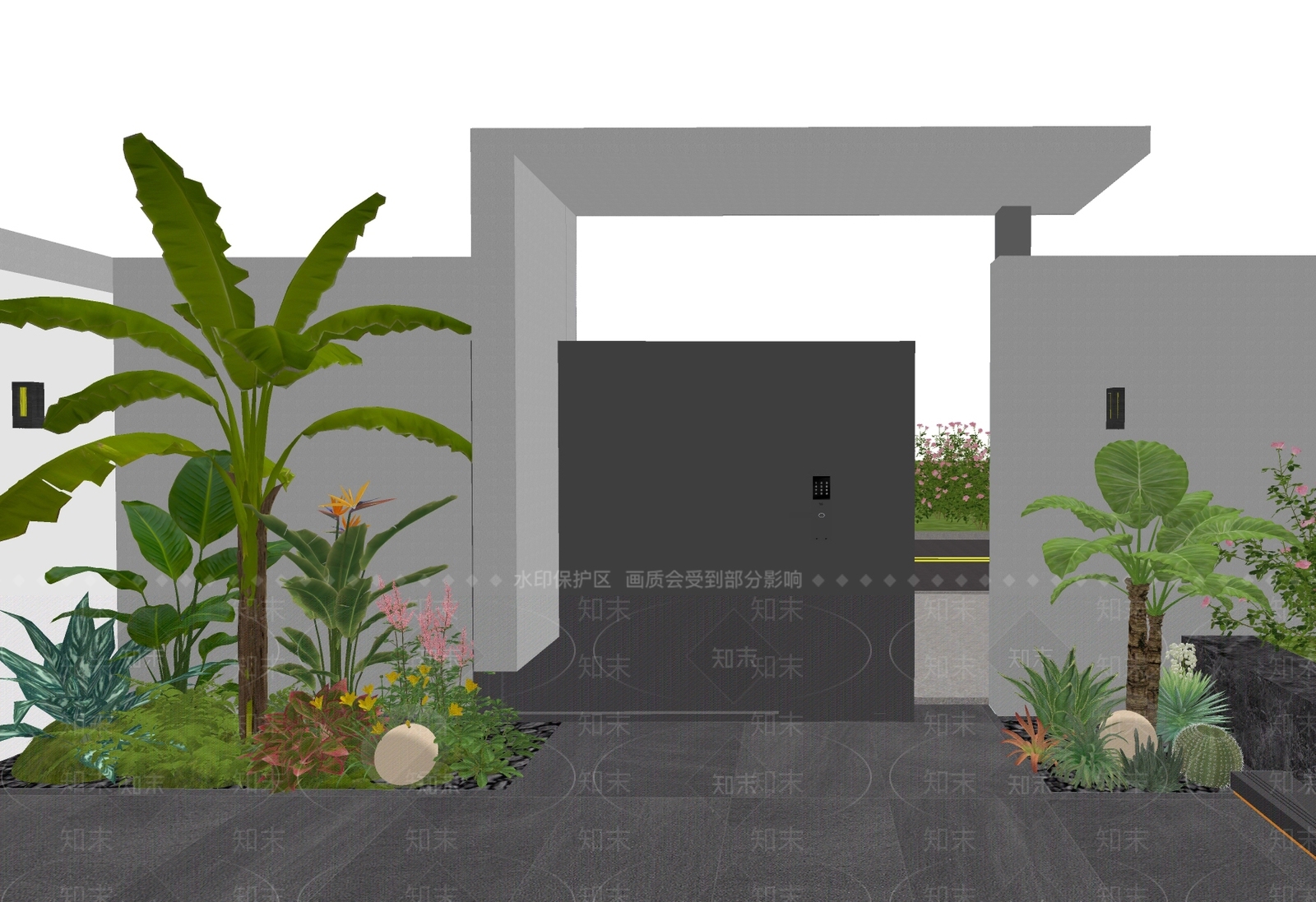 现代入口大门SU模型下载【ID:1180839404】
