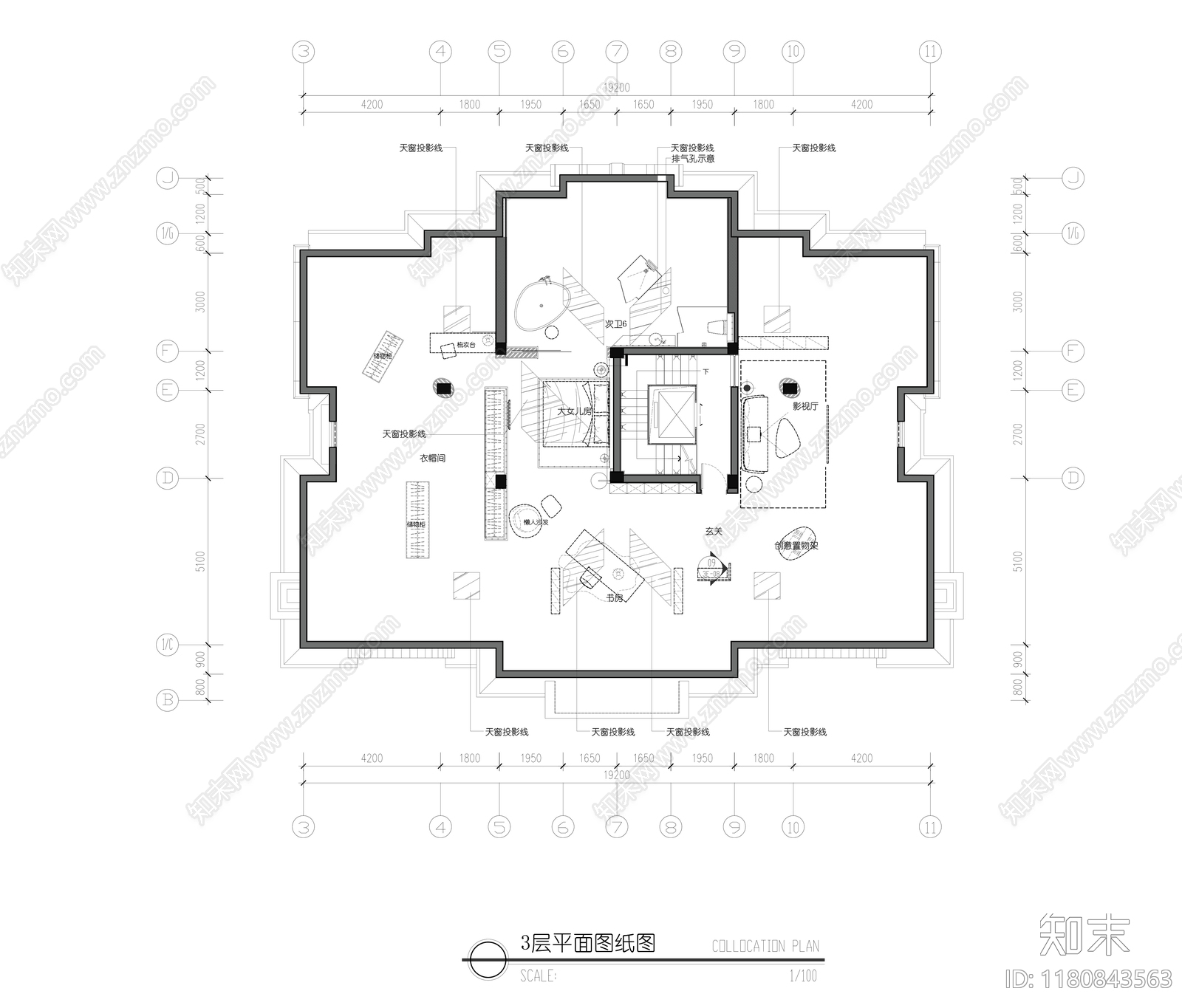 别墅cad施工图下载【ID:1180843563】