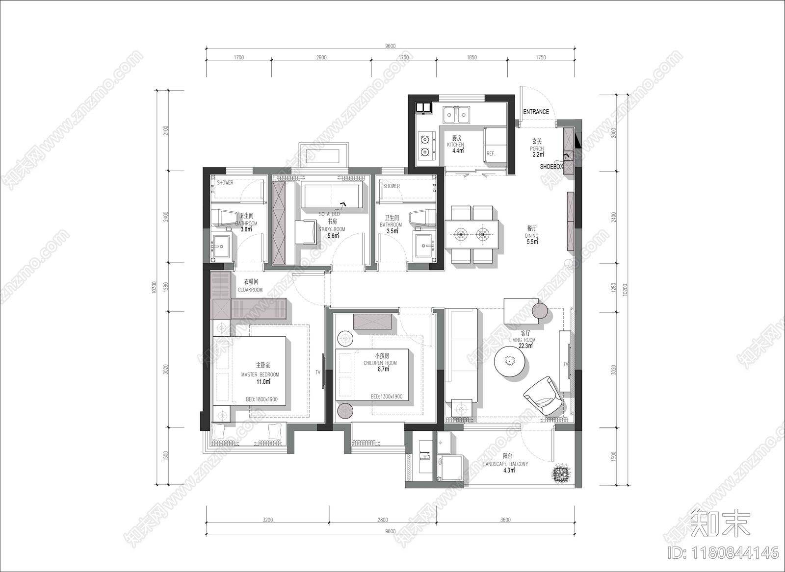 平层施工图下载【ID:1180844146】