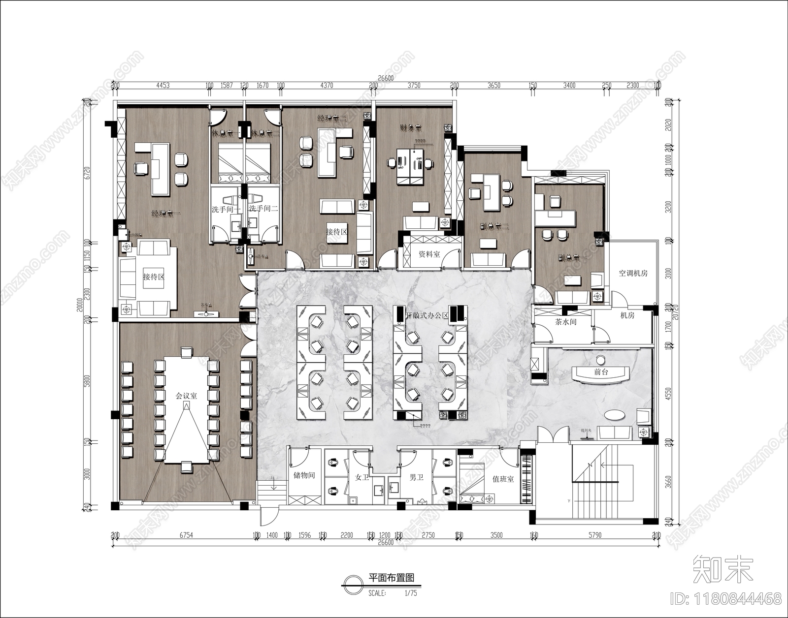 现代整体办公空间cad施工图下载【ID:1180844468】