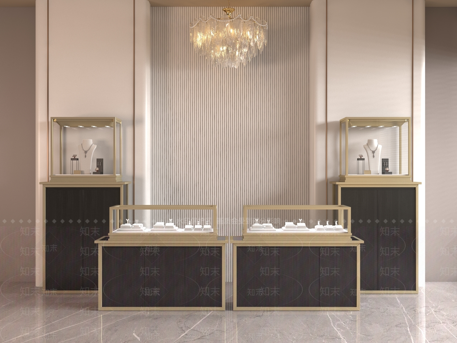 现代轻奢珠宝店3D模型下载【ID:1180850279】