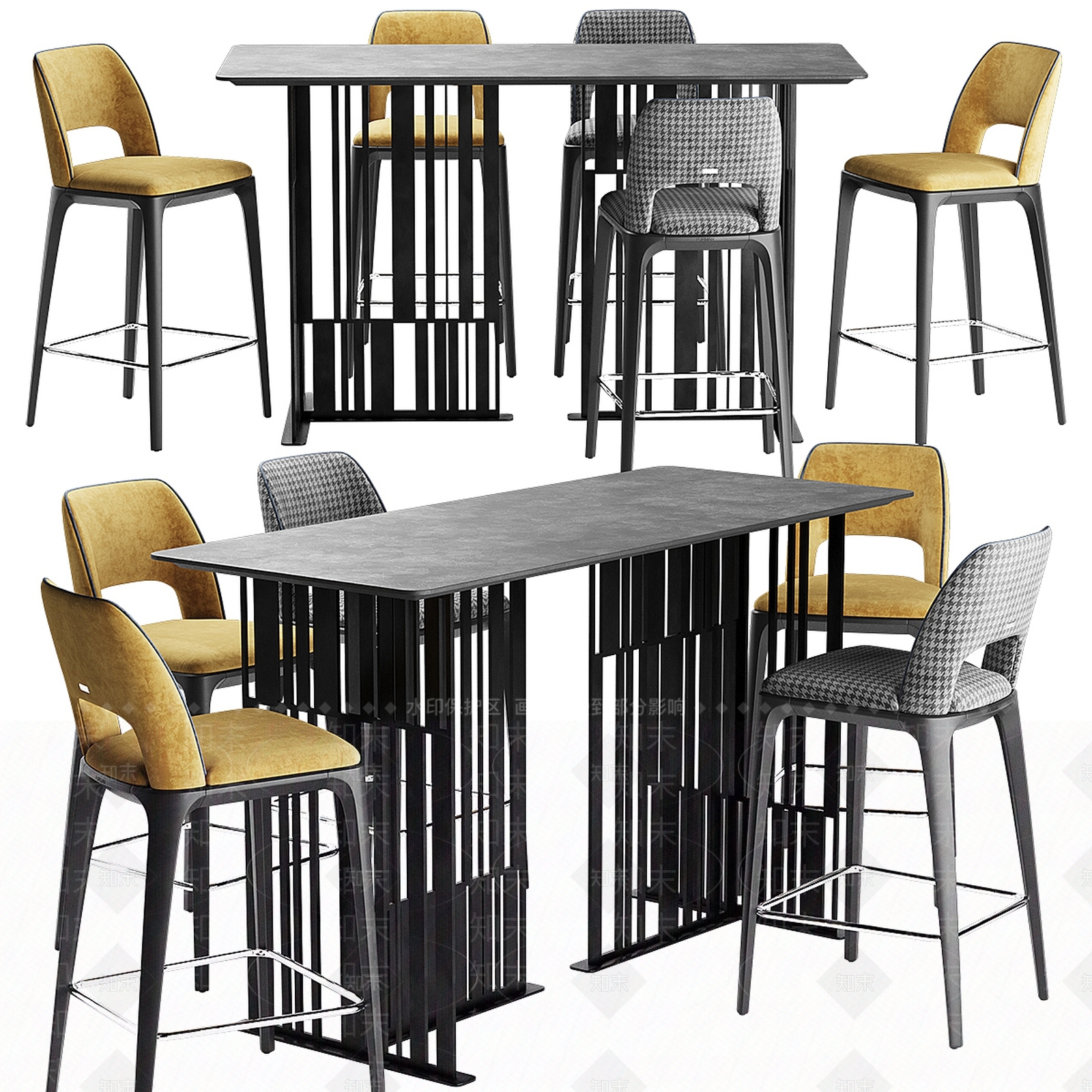 现代吧台吧椅3D模型下载【ID:1180851425】
