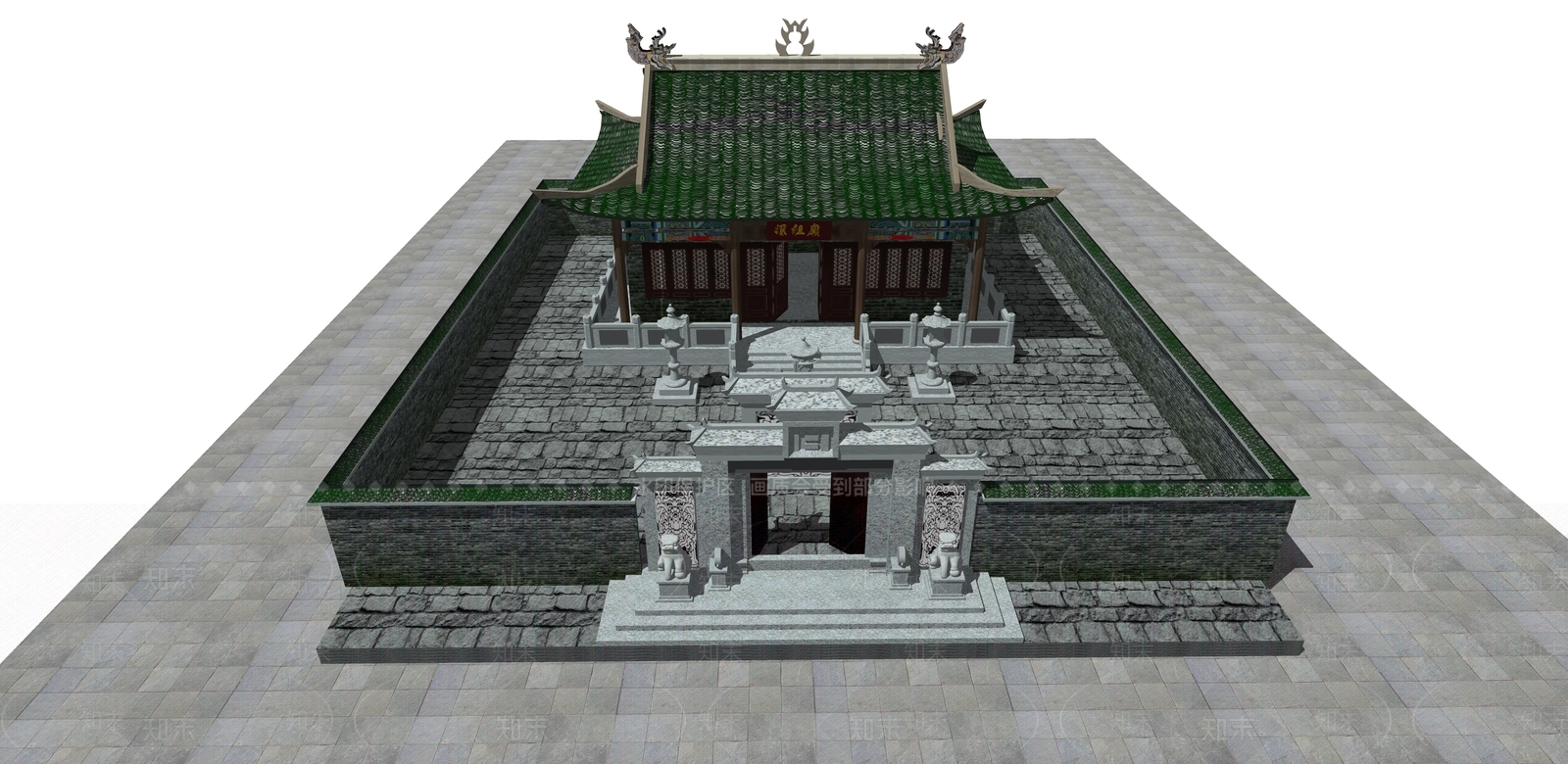 复古中古寺庙建筑SU模型下载【ID:1180853240】