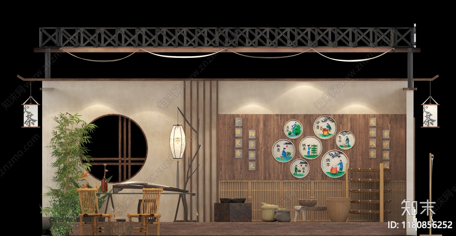 新中式其他文化空间cad施工图下载【ID:1180856252】