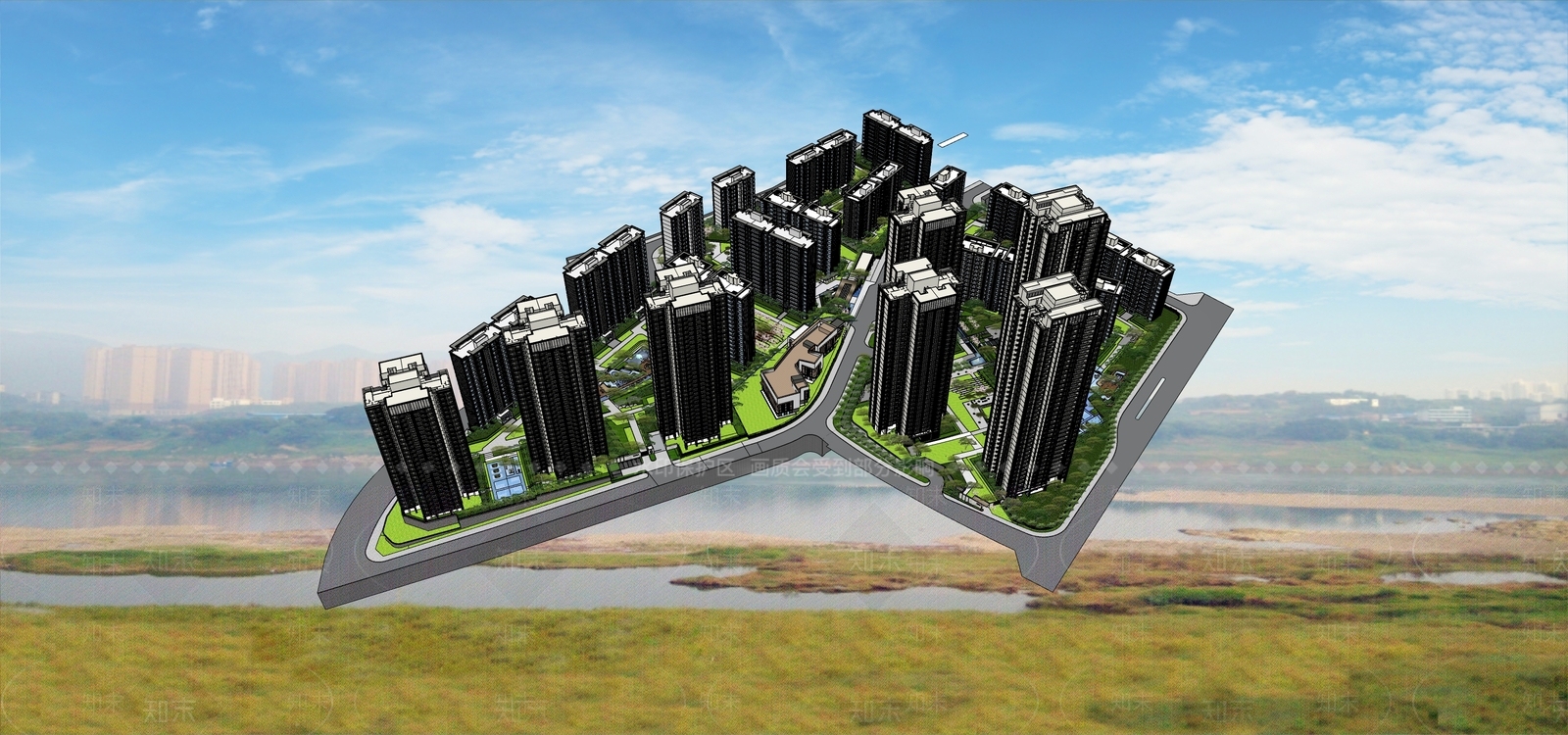 现代小区建筑SU模型下载【ID:1180862134】