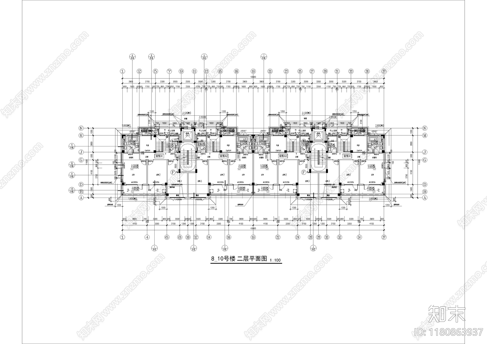 中式新中式住宅楼建筑施工图下载【ID:1180863937】