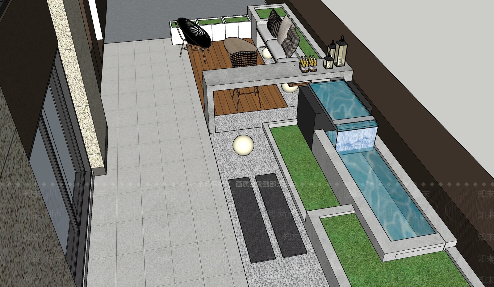 现代屋顶花园SU模型下载【ID:1180873233】