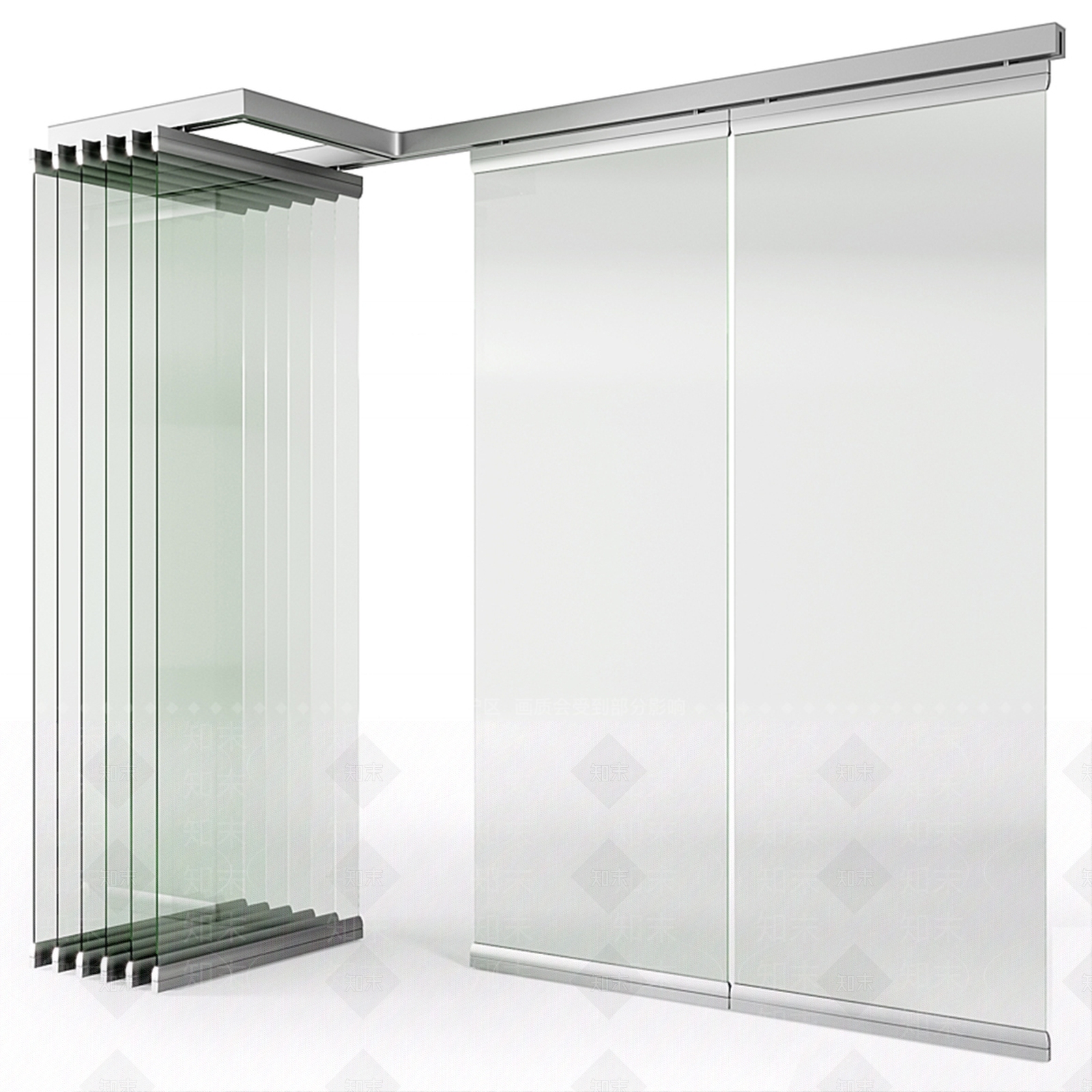 现代玻璃滑动隔墙3D模型下载【ID:1180882122】
