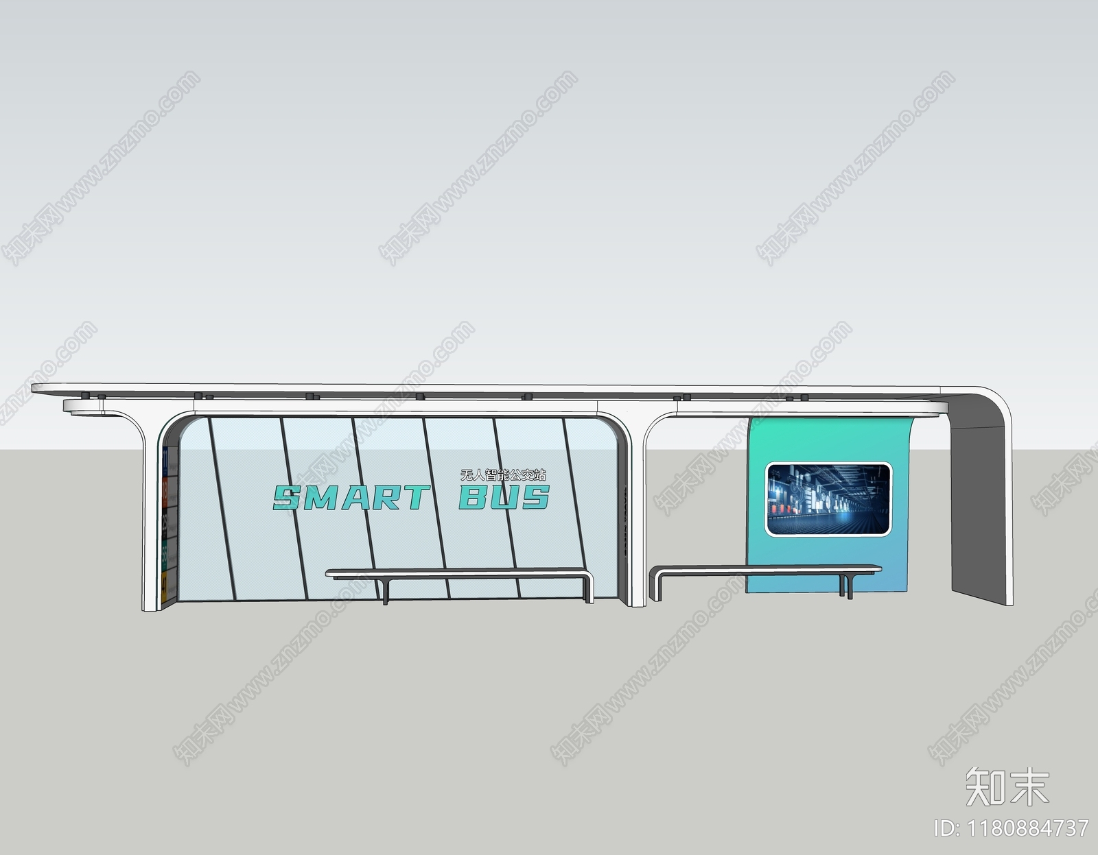 现代公交站台SU模型下载【ID:1180884737】