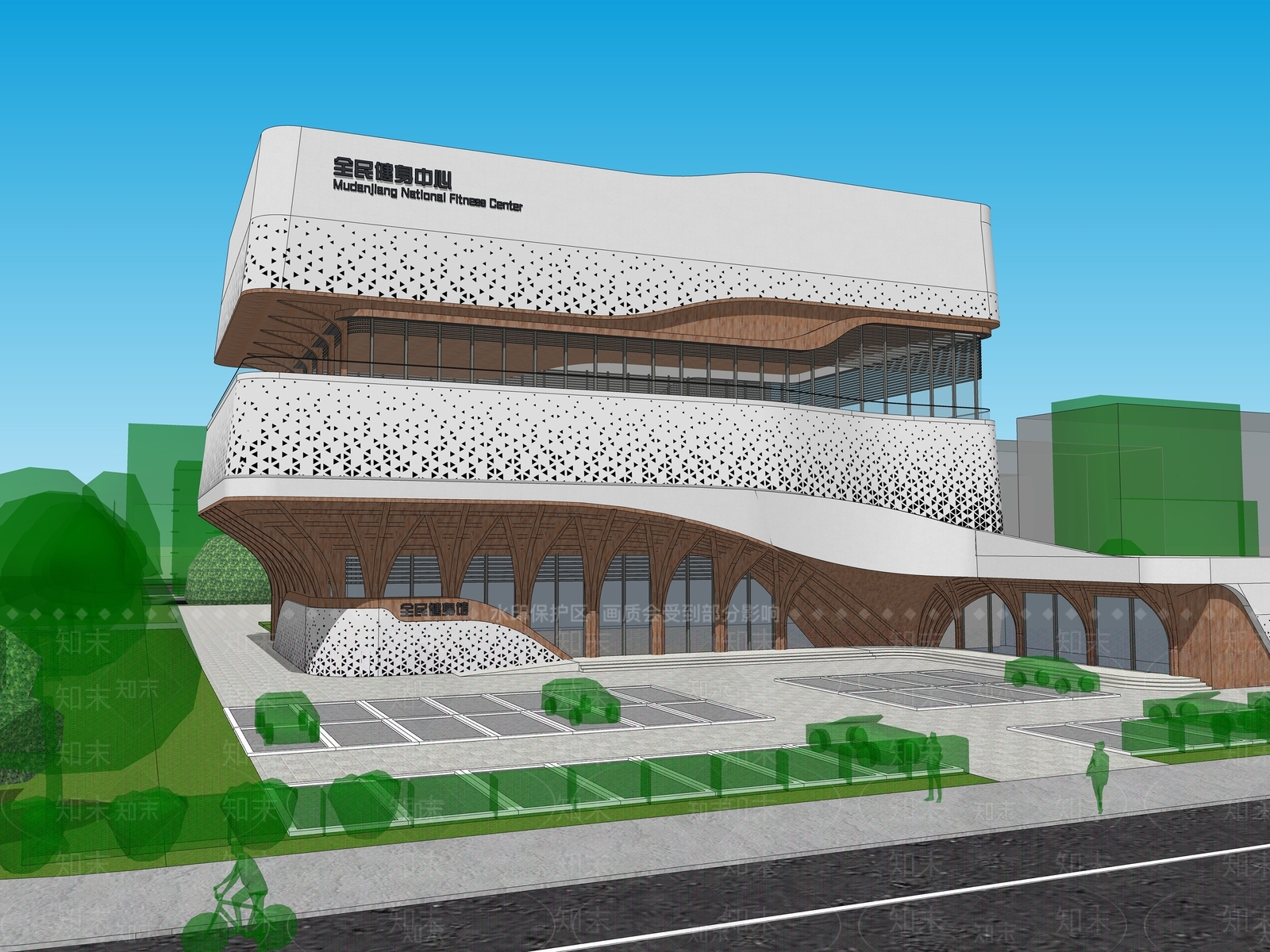 现代体育建筑SU模型下载【ID:1180893975】
