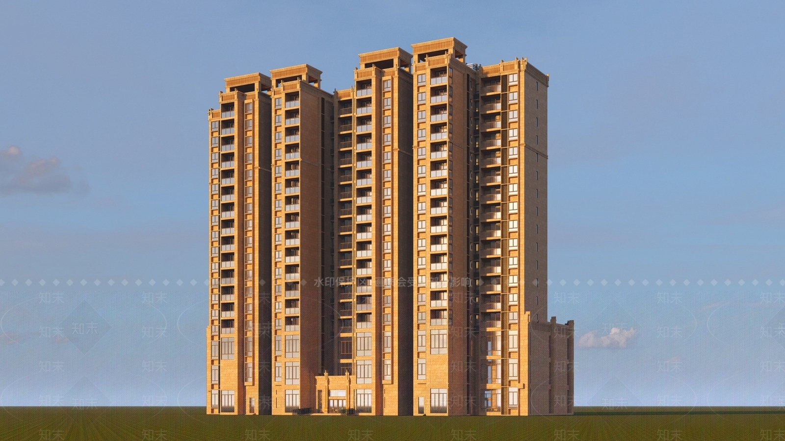 现代高层住宅SU模型下载【ID:1180896432】