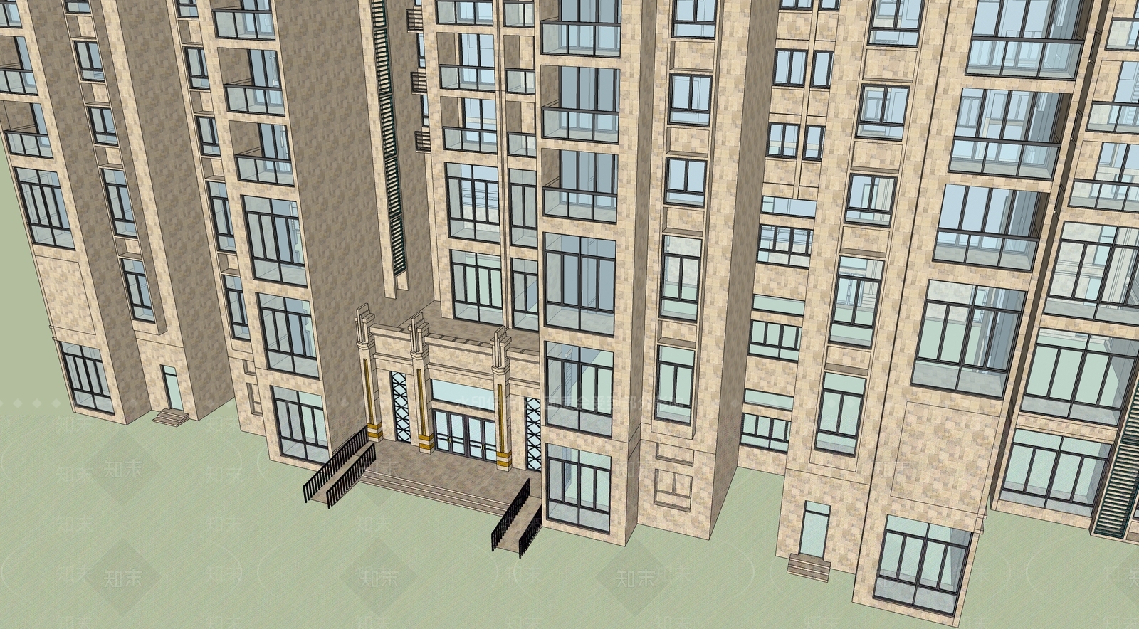 现代高层住宅SU模型下载【ID:1180896432】