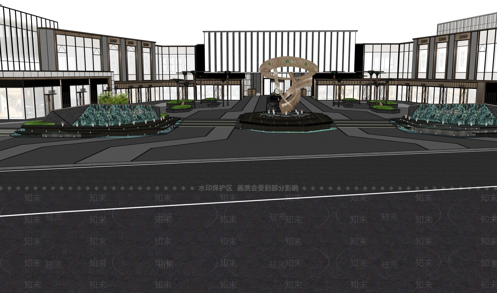 现代商业景观SU模型下载【ID:1180902668】