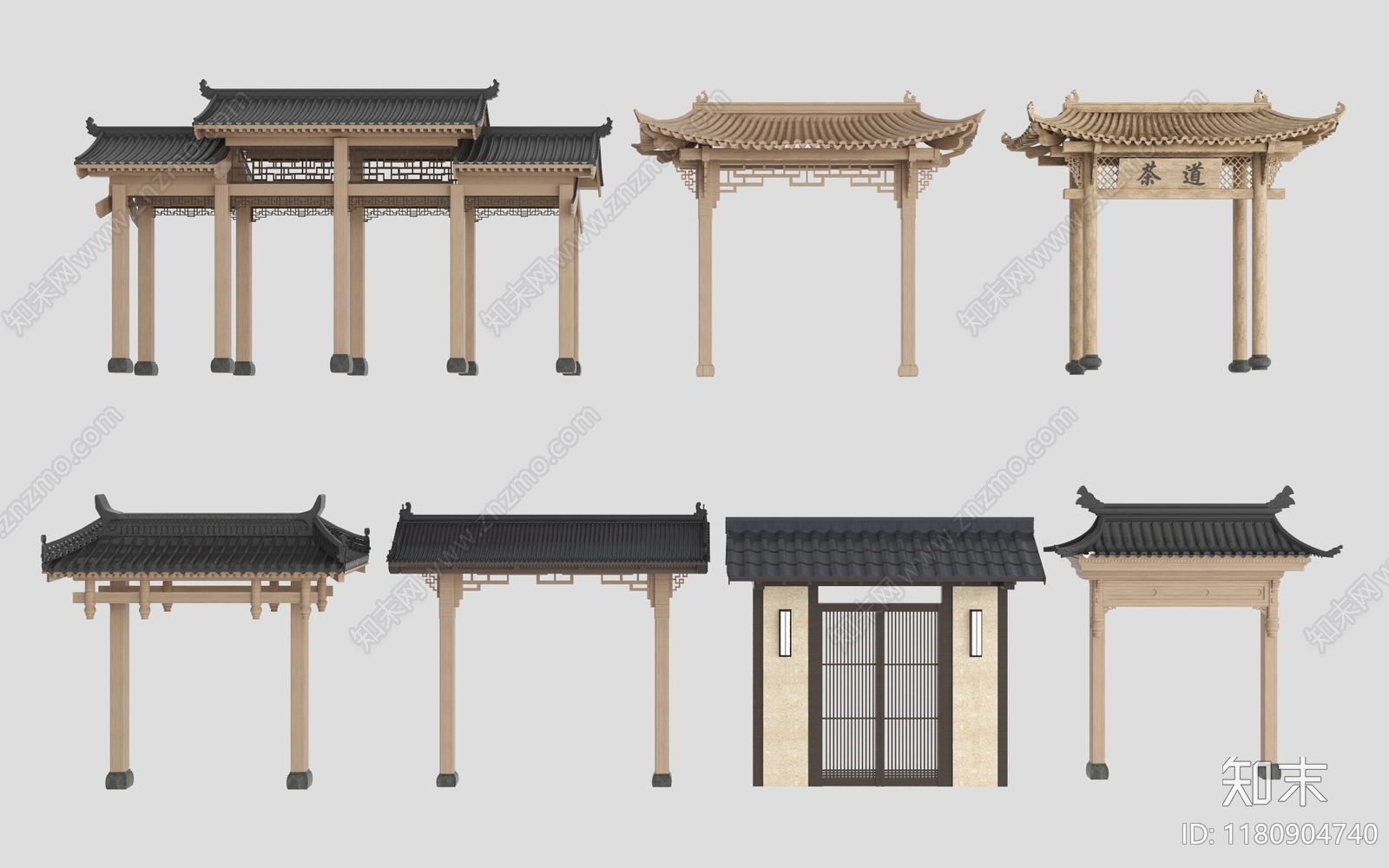 新中式牌楼牌坊3D模型下载【ID:1180904740】