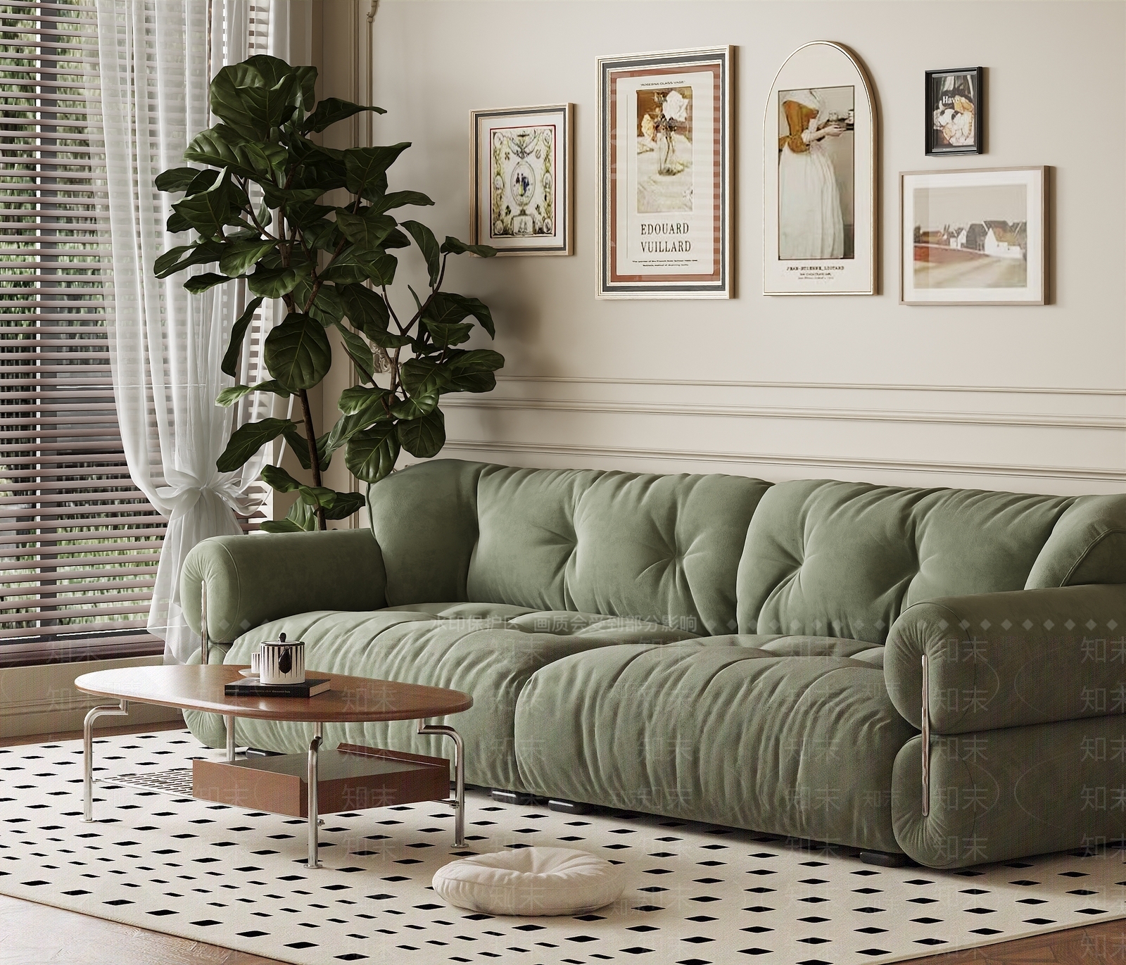 中古复古沙发组合3D模型下载【ID:1180907176】