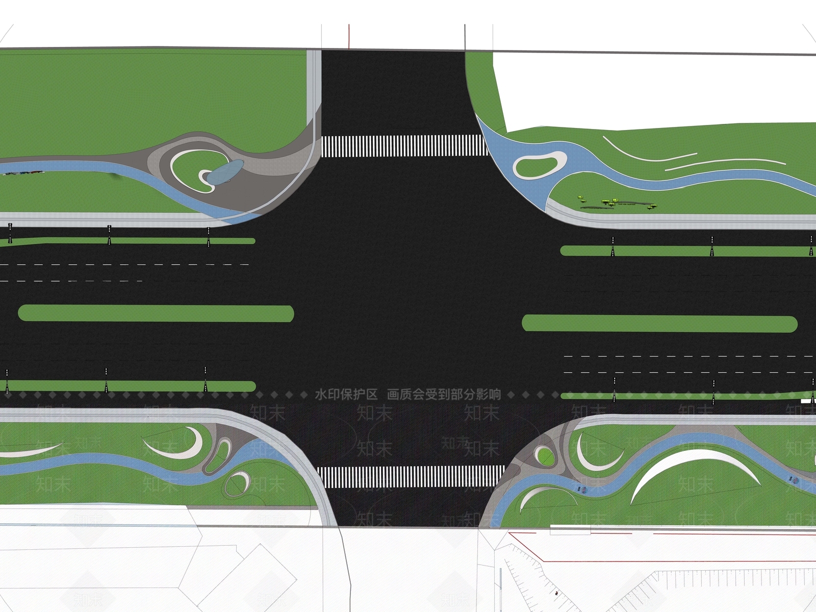 现代景观公园SU模型下载【ID:1180915989】