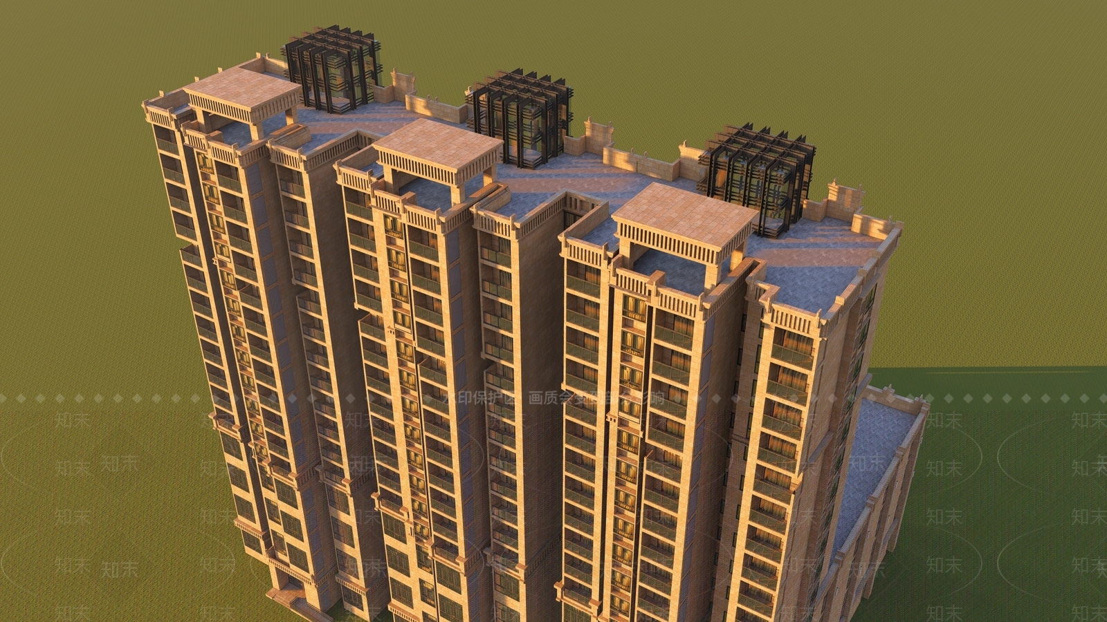 现代高层住宅SU模型下载【ID:1180912361】
