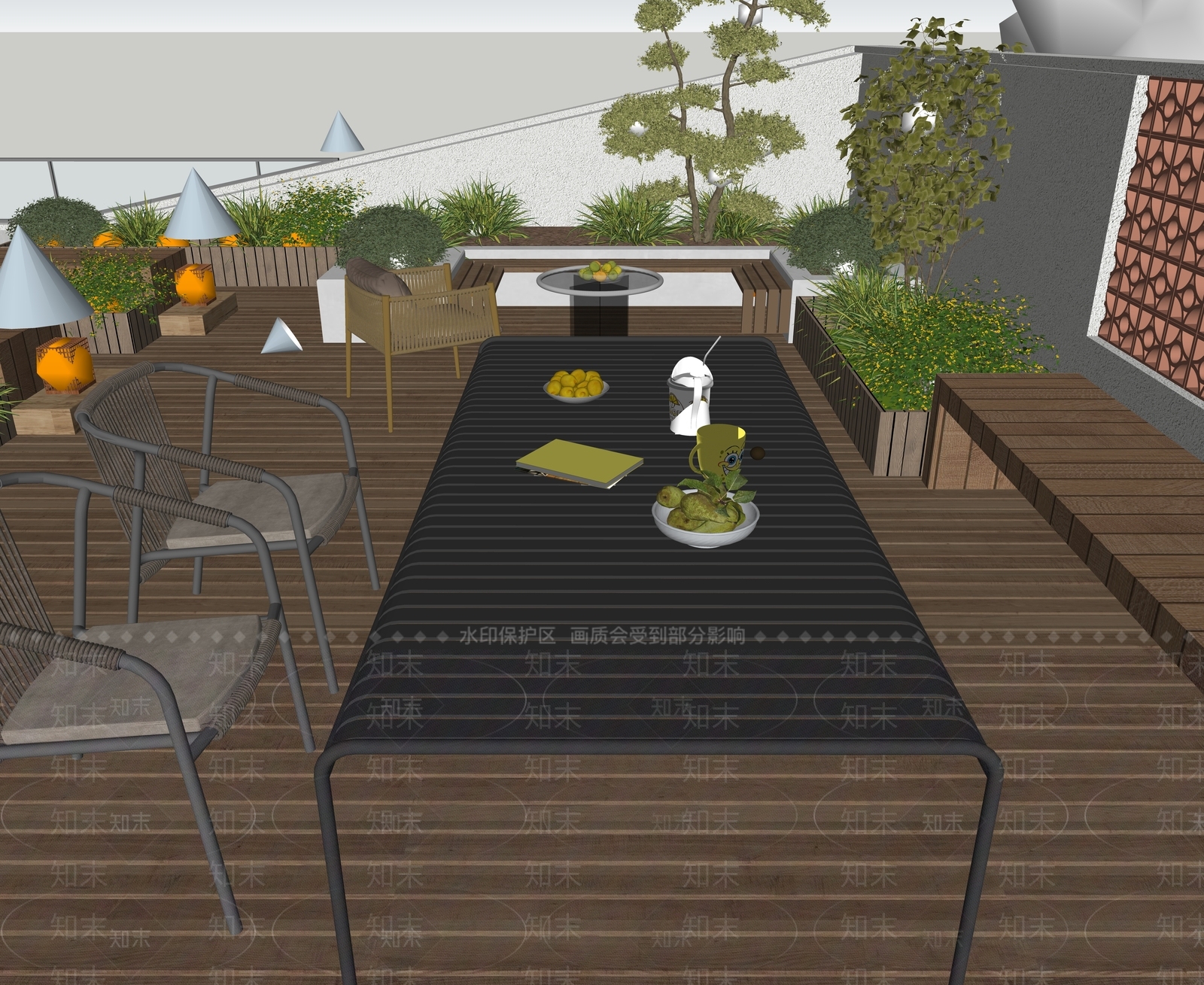 现代屋顶花园SU模型下载【ID:1180913389】