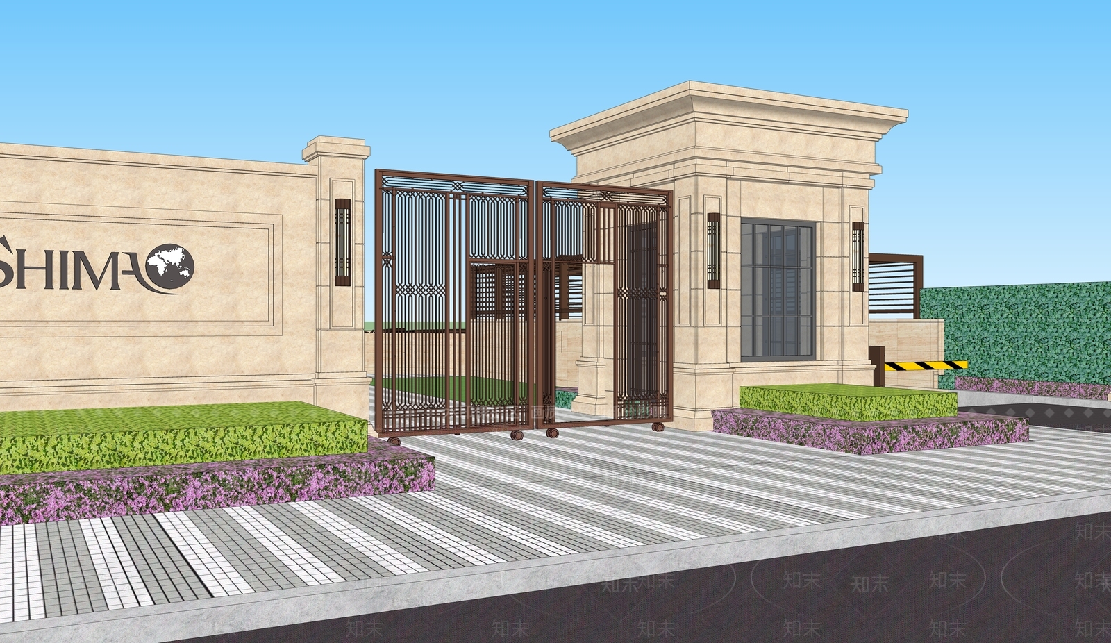 新中式现代小区建筑SU模型下载【ID:1180914313】