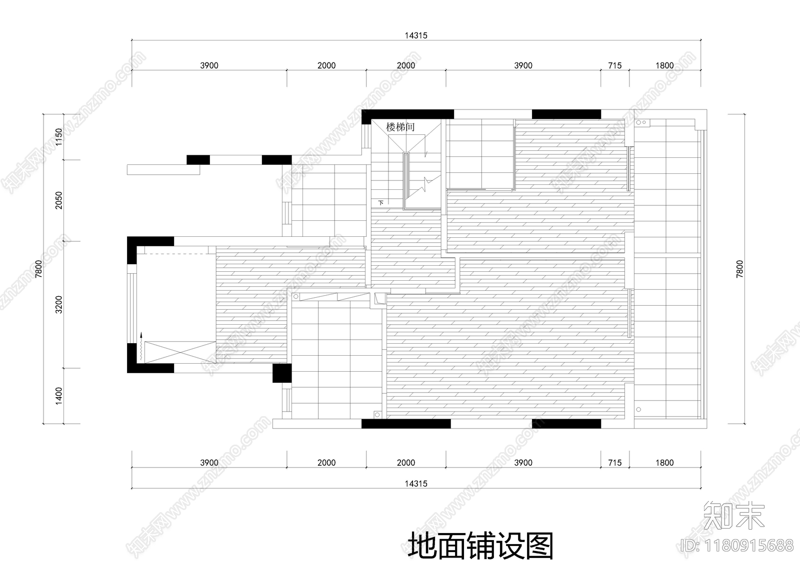 现代卧室cad施工图下载【ID:1180915688】