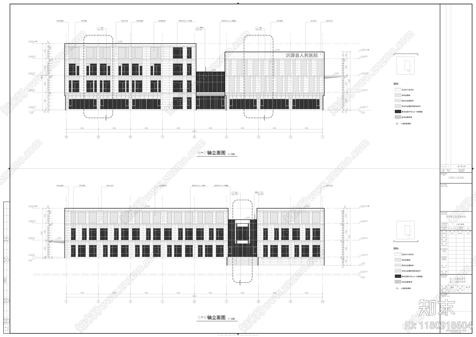 现代医院建筑cad施工图下载【ID:1180918604】