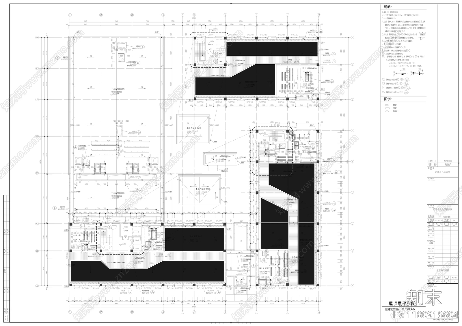 现代医院建筑cad施工图下载【ID:1180918604】