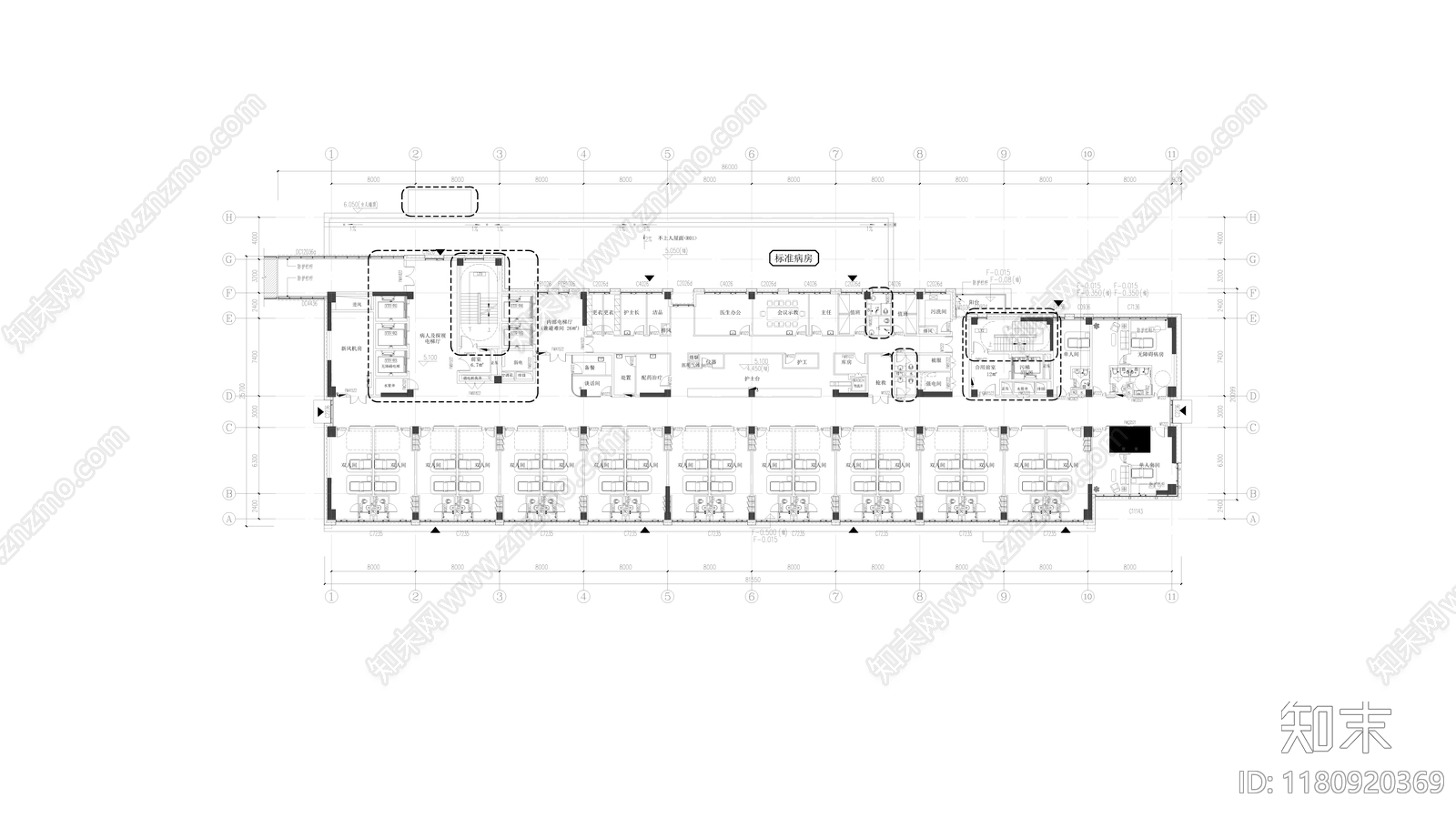 现代医院建筑cad施工图下载【ID:1180920369】