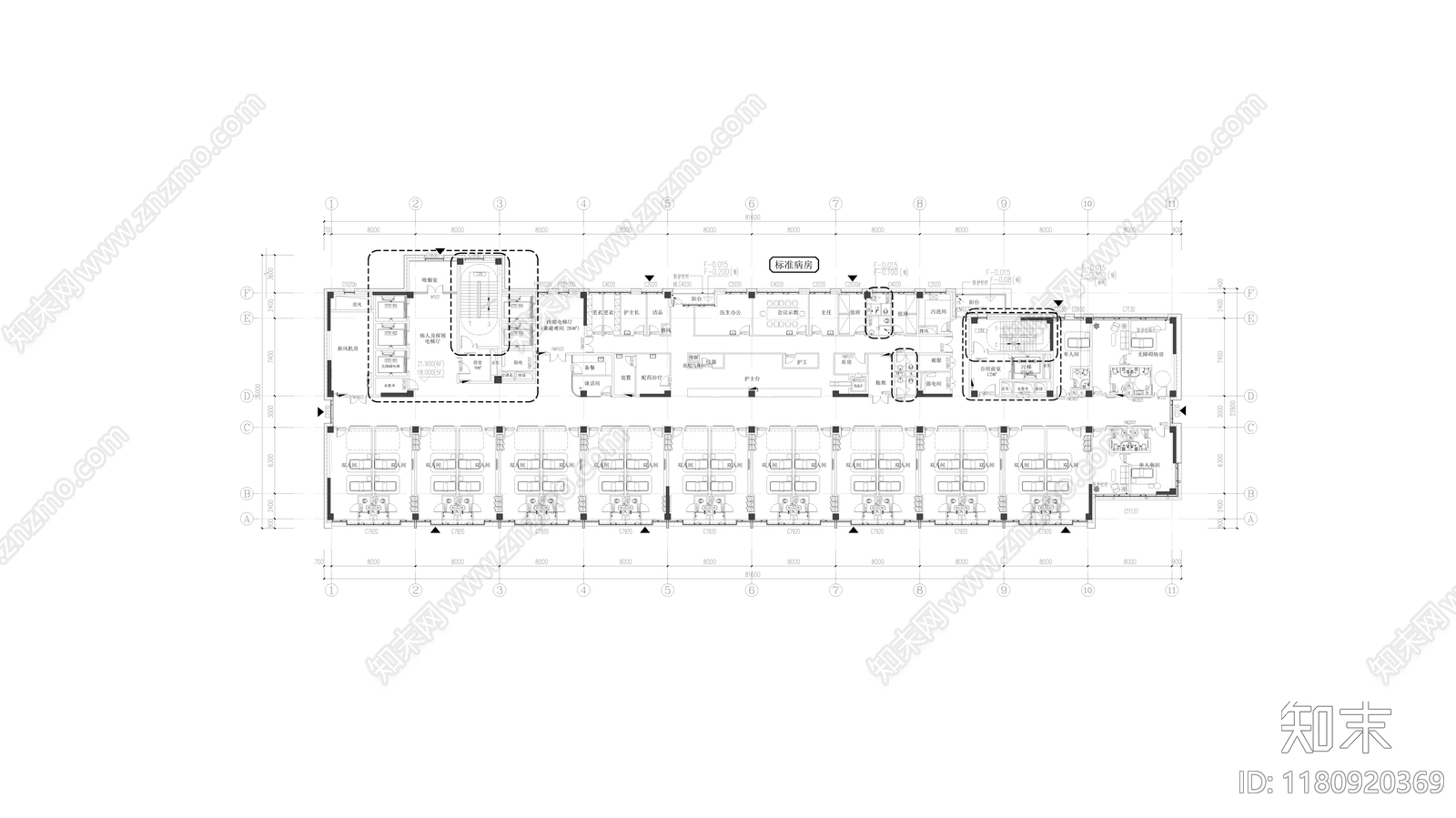 现代医院建筑cad施工图下载【ID:1180920369】