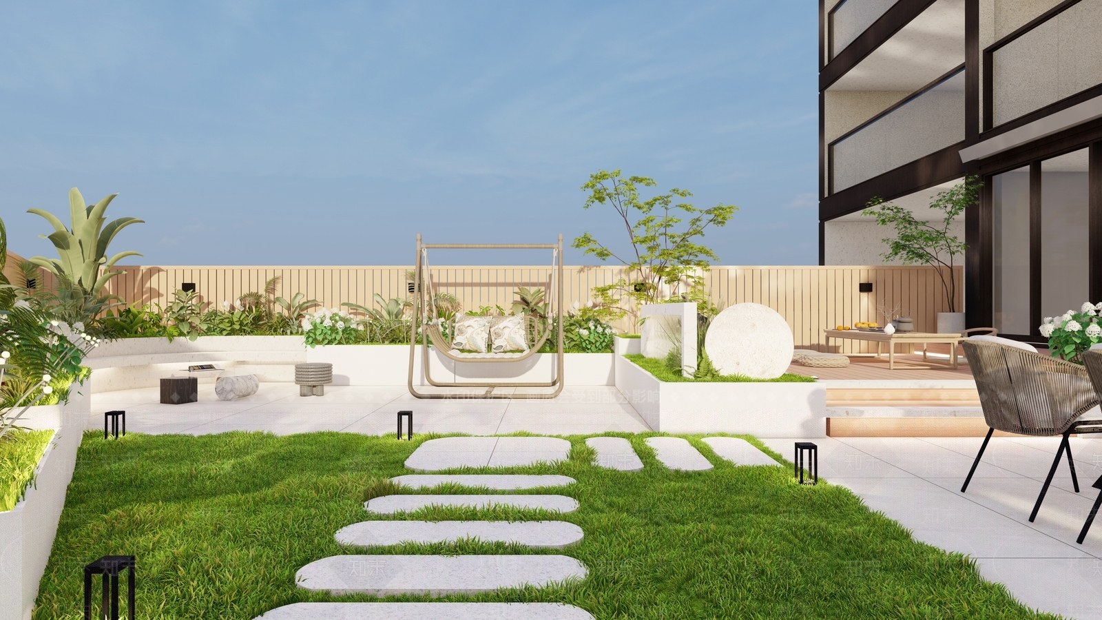 现代屋顶花园SU模型草图